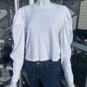 Dynamite XS White Long Puff Sleeve Top